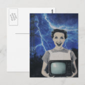 Een elektrische vrouw retro briefkaart (Voorkant / Achterkant)
