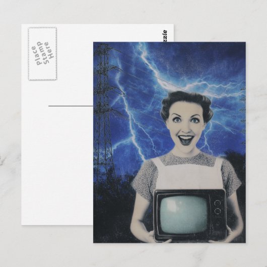 Een elektrische vrouw retro briefkaart (Voorkant / Achterkant)