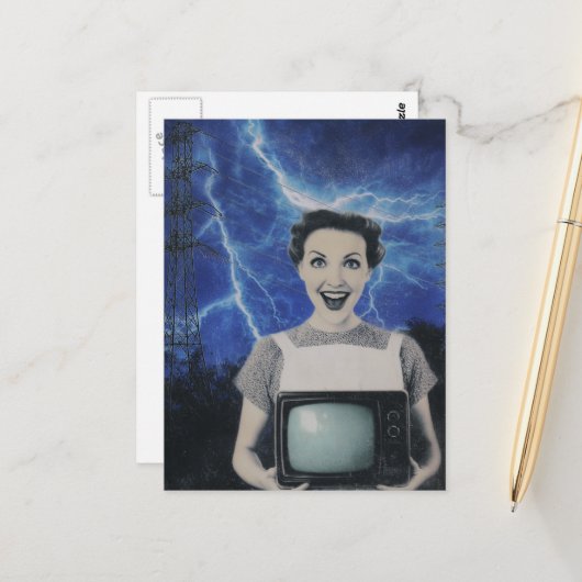 Een elektrische vrouw retro briefkaart (Voorkant / Achterkant in situ)