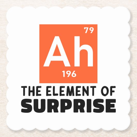Een element van verrassing chemie grappige student kartonnen onderzetters (Voorkant)