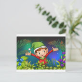 Een elf in de tuin briefkaart (Staand voorkant)