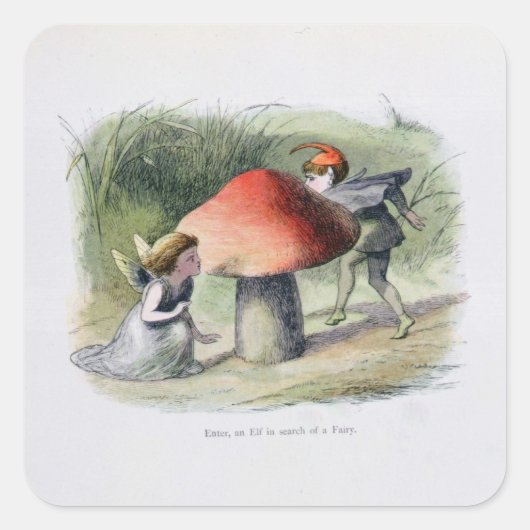 Een Elf in Search of a Fairy, illustratie van 'In Vierkante Sticker (Voorkant)