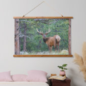 Een Elk terugkijkend | Rocky Mountains Hangend Wandkleed (Slaapkamer)