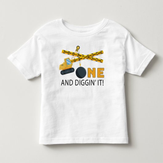 Eén en graaft het constructie verjaardag kinder shirts (Voorkant)