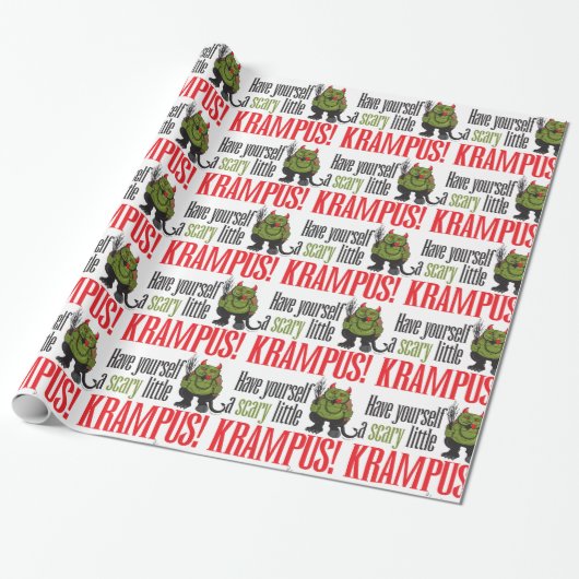 Een eng kleine Krampus Wrap Cadeaupapier (Uitgerold)