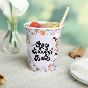 Een enge baby groovy Halloween 1e verjaardag Papieren Bekers