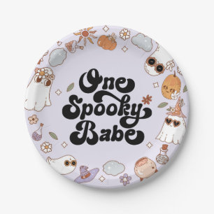 Eén enge baby groovy Halloween 1e verjaardag Papieren Bordje