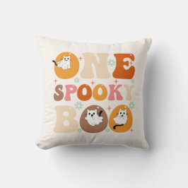 Eén enge Boo groovy Halloween kat geest Kussen