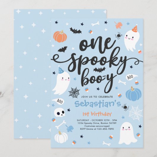 Eén enge Boo-y schattige Halloween-geest 1e verjaa Kaart (Voorkant / Achterkant)