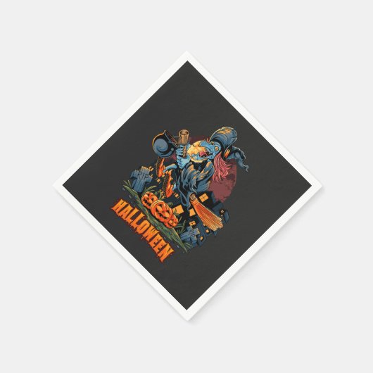 Een enge heks op een kamer servet (Hoek)