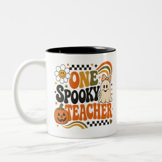 Eén enge leraar pompoen Halloween leuk mok cadeau (Links)