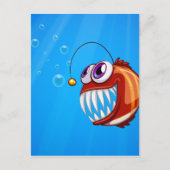 Een enge piranha onder het zee briefkaart (Voorkant)