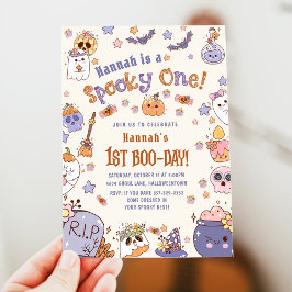 Een enge schat lieve Halloween-geest 1e verjaardag Kaart