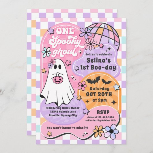 Eén enge spook Halloween Geest 1e Verjaardag Kaart (Voorkant / Achterkant)