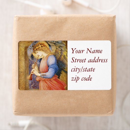 Een engel die een flageolet speelt etiket (Insitu)