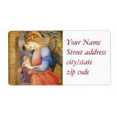 Een engel die een flageolet speelt etiket (Voorkant)