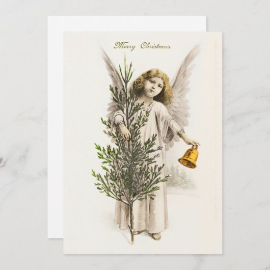 Een engel die een kerstklok  houdt feestdagenkaart (Voorkant / Achterkant)