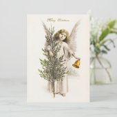 Een engel die een kerstklok  houdt feestdagenkaart (Staand voorkant)