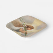 Een engel in de hemel die leugens kerstmis houdt papieren bordje (Gebogen)