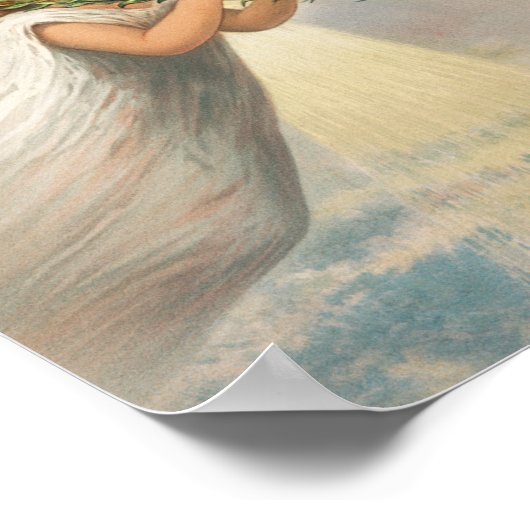 Een engel in de hemel die leugens kerstmis houdt poster (Hoek)