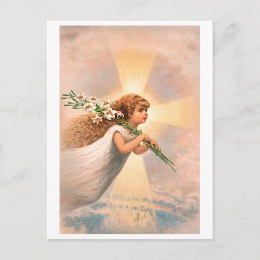 Een engel in de hemel die leugens op haar schouder briefkaart (Voorkant)