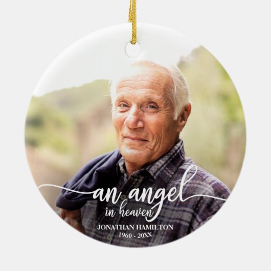 Een engel in de hemel gepersonaliseerde foto-herde keramisch ornament (Achterkant)