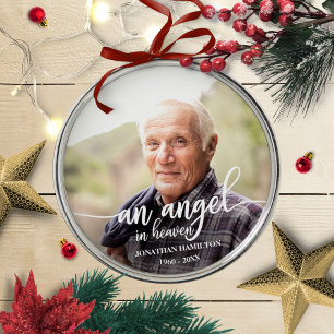 Een engel in de hemel gepersonaliseerde foto-herde metalen ornament