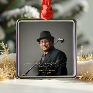 Een engel in de hemel   Gouden folie Memorial Foto Metalen Ornament