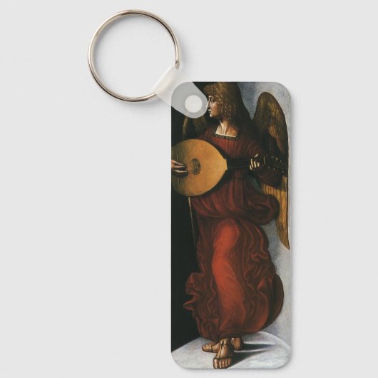 Een engel in het rood met een Lute van Leonardo da Sleutelhanger (Voorkant)