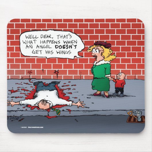 Een engel krijgt zijn Wings-kerstmis niet. Muismat (Voorkant)