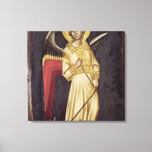 Een engel met een demon op een ketting canvas afdruk (Voorkant)