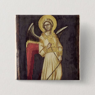 Een engel met een demon op een ketting vierkante button 5,1 cm