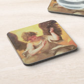 Een engel met een glazen erlenmeyer drankjes onderzetter (Linkerzijde)