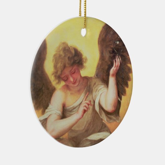 Een engel met een glazen erlenmeyer keramisch ornament (Rechts)