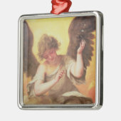 Een engel met een glazen erlenmeyer metalen ornament (Links)