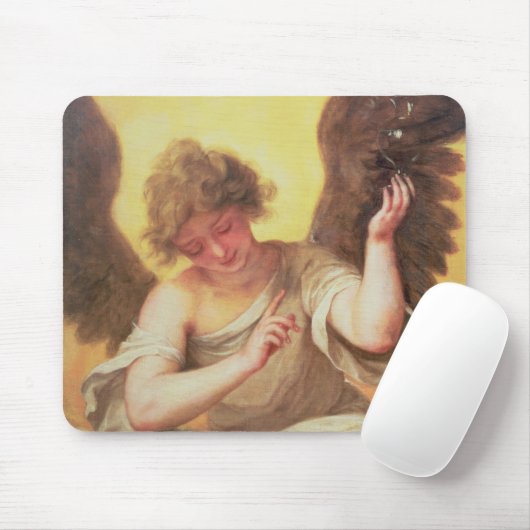 Een engel met een glazen erlenmeyer muismat (Met muis)