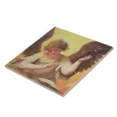 Een engel met een glazen erlenmeyer tegeltje (Zijkant)