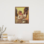 Een engel met een glazen fles poster (Keuken)