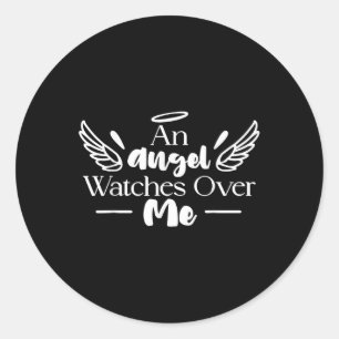 Een engel waakt over mij vader moeder vrouwen Mann Ronde Sticker