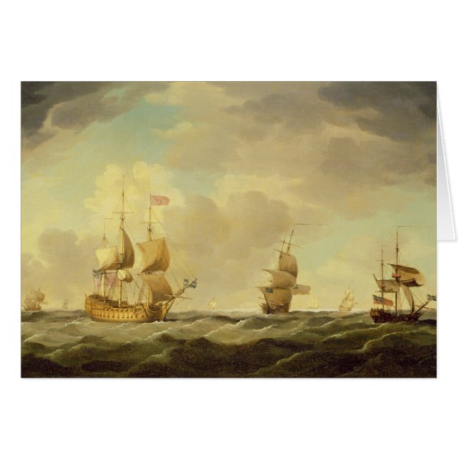 Een Engels vlaggenschip onder Easy Sail in een gem (Voorkant Horizontaal)