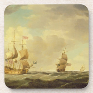 Een Engels vlaggenschip onder Easy Sail in een gem Bier Onderzetter