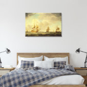 Een Engels vlaggenschip onder Easy Sail in een gem Canvas Afdruk (Insitu (Slaapkamer))