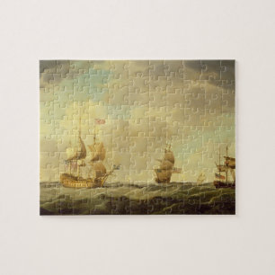 Een Engels vlaggenschip onder Easy Sail in een gem Legpuzzel