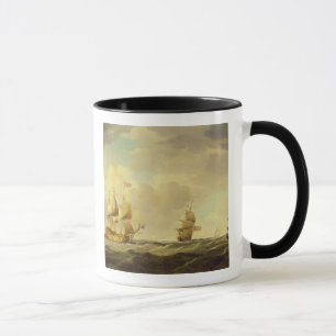 Een Engels vlaggenschip onder Easy Sail in een gem Mok