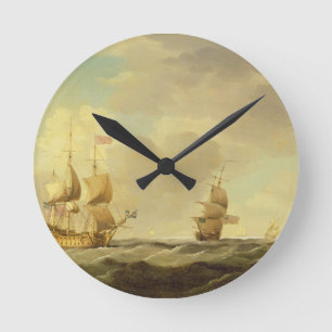 Een Engels vlaggenschip onder Easy Sail in een gem Ronde Klok