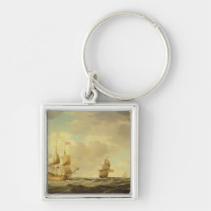 Een Engels vlaggenschip onder Easy Sail in een gem Sleutelhanger