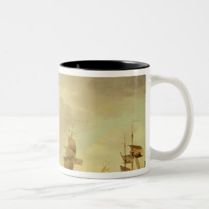 Een Engels vlaggenschip onder Easy Sail in een gem Tweekleurige Koffiemok