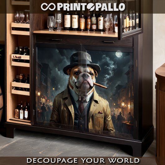 Een Engelse buldog is een detective in Los Angeles Tissuepapier