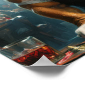 Een Engelse bulldog als croupier in een casino - Poster (Hoek)