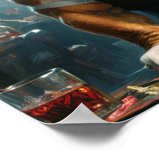 Een Engelse bulldog als croupier in een casino - Poster (Hoek)